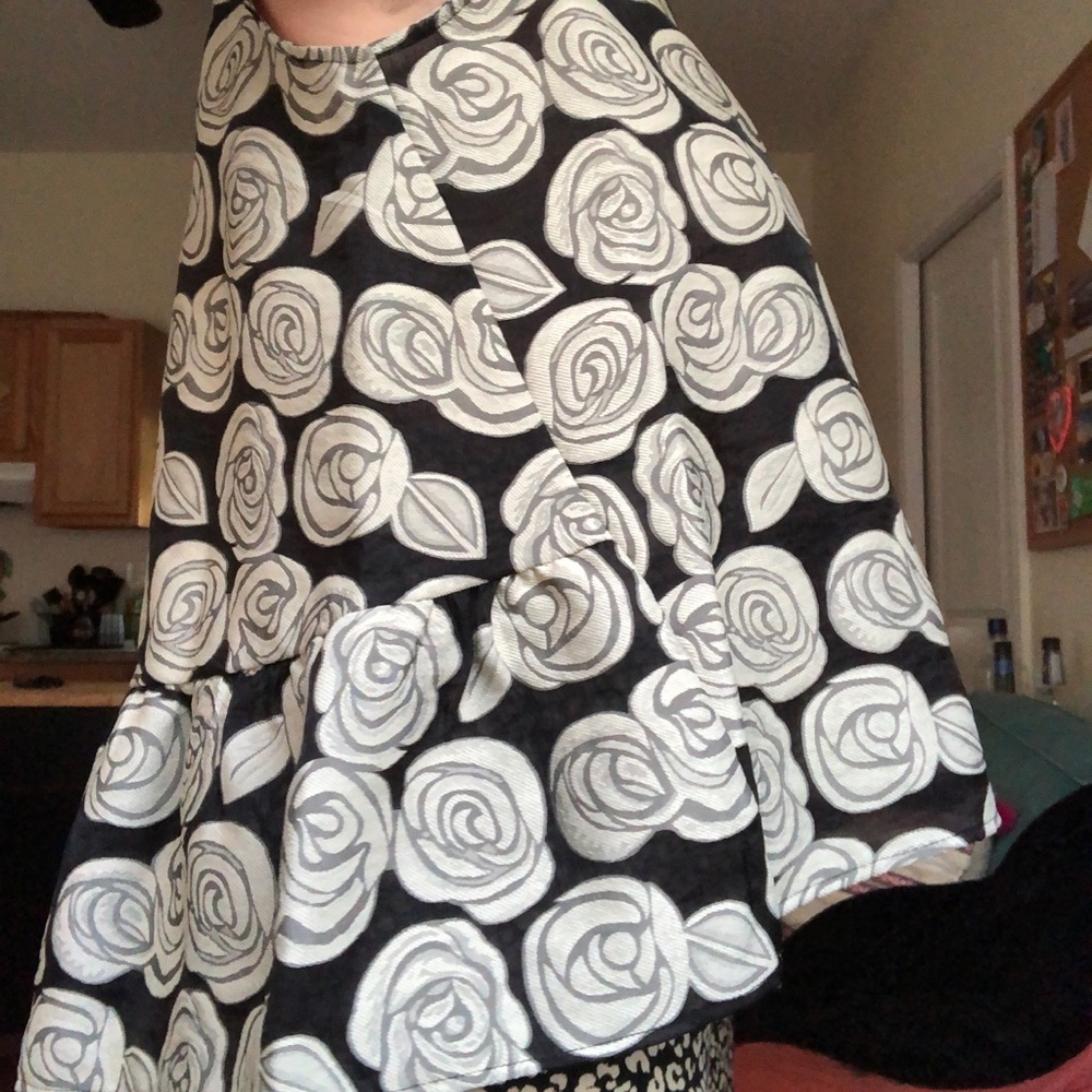 Black and white floral blouse